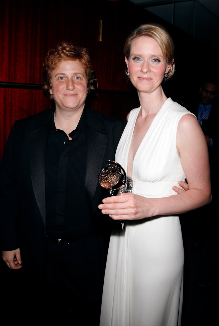 Cynthia Nixon & Partner Christine Marinoni in the press room at the 60th Annual Tony Awards held at ...