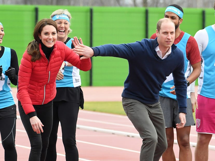 Prince William and Kate Middleton prepare to race.
