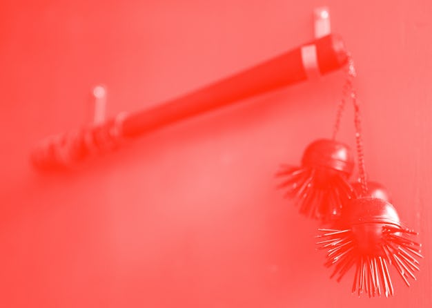 View of a spiked mace made from tea eggs at the studio on the roof of the German foreign ministry of...