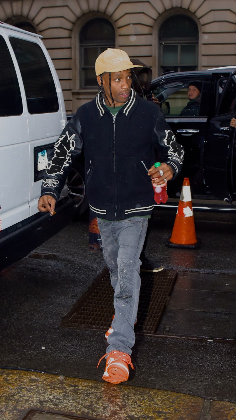 NEW YORK, NY - FEBRUARY 06: Travis Scott seen out and about in Manhattan on February 6, 2020 in Ne...