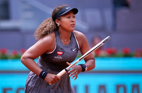 MADRID, SPAIN - APRIL 30: Naomi Osaka of Japan looks on in her first round match against Misaki Doi ...