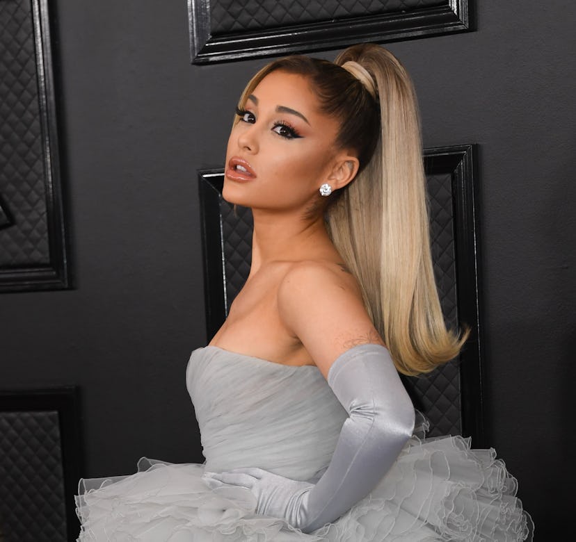 US singer-songwriter Ariana Grande arrives for the 62nd Annual Grammy Awards on January 26, 2020, in...