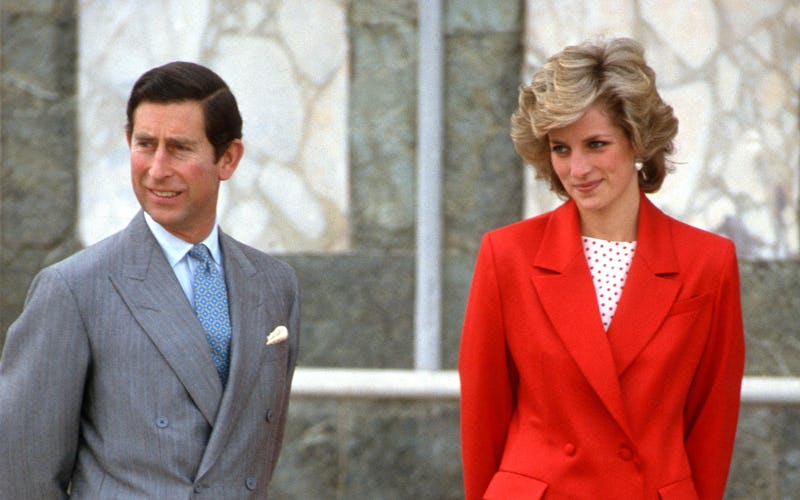 FLORENCE, ITALY - APRIL 23: Prince Charles, Prince of Wales and Diana, Princess of Wales, wearing a ...