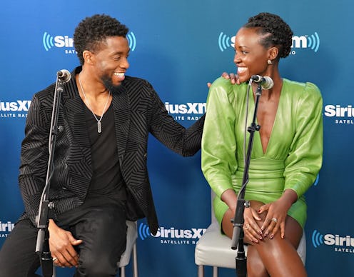 NEW YORK, NY - FEBRUARY 13: Chadwick Boseman and Lupita Nyong'o take part in SiriusXM's Town Hall w...