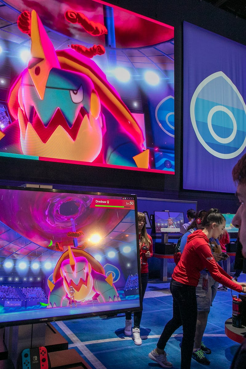 LOS ANGELES, CA - JUNE 12: A gamer plays Pokémon Sword and Pokémon Shield at E3 2019 at the Los Ange...