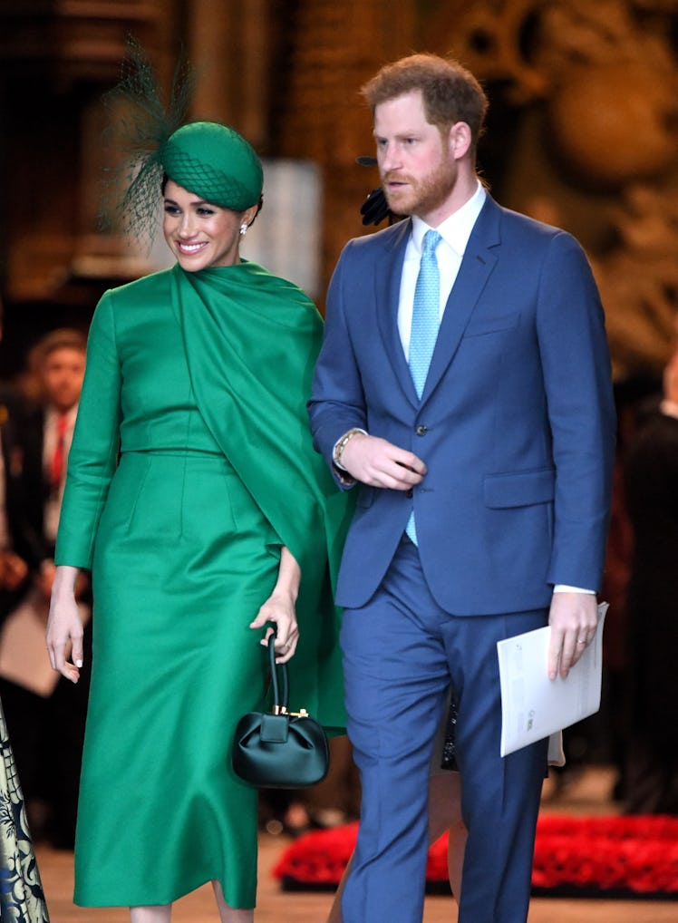 LONDON, ENGLAND - MARCH 09: Prince Harry, Duke of Sussex and Meghan, Duchess of Sussex depart after ...