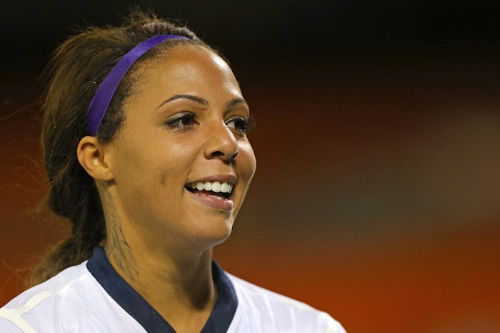 WASHINGTON, DC - SEPTEMBER 03: Forward Sydney Leroux #2 of USA against Mexico during the second half...