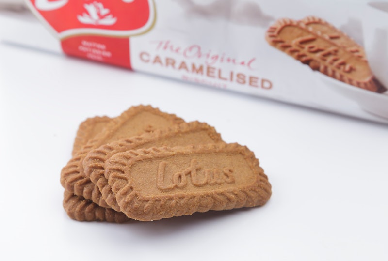 Istanbul, Turkey - October 31, 2014: Package and pieces of Lotus Biscoff Original Caramelised Biscui...