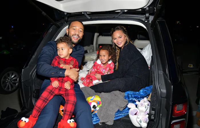 Chrissy Teigen's daughter Luna painted Miles' nails.
