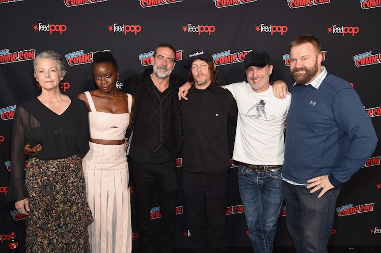 NEW YORK, NY - OCTOBER 06:  (L-R) Melissa McBride, Danai Gurira, Jeffrey Dean Morgan, Norman Reedus,...