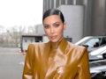 PARIS, FRANCE - MARCH 01: (EDITORIAL USE ONLY) Kim Kardashian attends the Balenciaga show as part of...