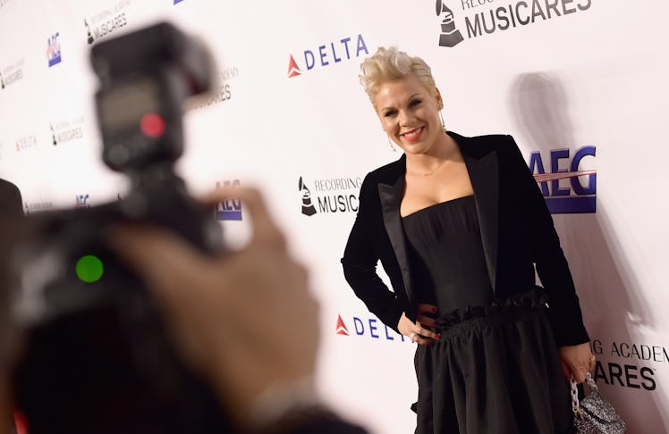 LOS ANGELES, CA - FEBRUARY 08:  P!nk attends MusiCares Person of the Year honoring Dolly Parton at L...