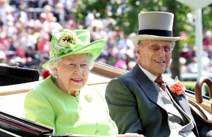 ASCOT, ENGLAND - JUNE 20:  Queen Elizabeth II and Prince Philip, Duke of Edinburgh arrive with the R...