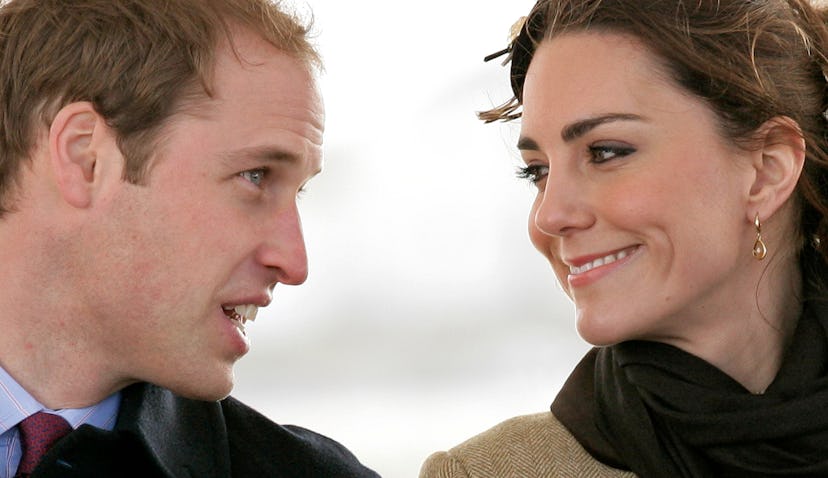 Kate Middleton and Prince William look lovingly at each other.