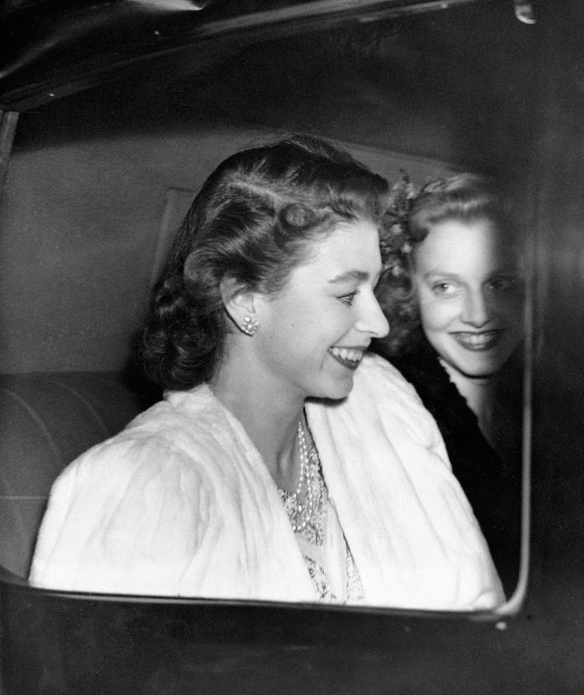 Princess Elizabeth driving from Buckingham Palace, the day before the announcement by the King of th...