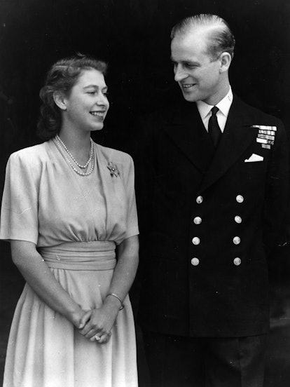 1947:  H R H Princess Elizabeth and Philip Mountbatten, Duke of Edinburgh, on the occasion of their ...