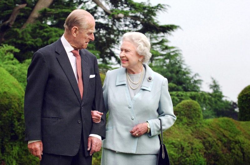 TOPSHOT - Picture released 18 November 2007 shows Britain's Queen Elizabeth II and her husband, the ...