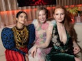 BEVERLY HILLS, CALIFORNIA - FEBRUARY 09: (L-R) Camila Mendes, Lili Reinhart, and Madelaine Petsch at...