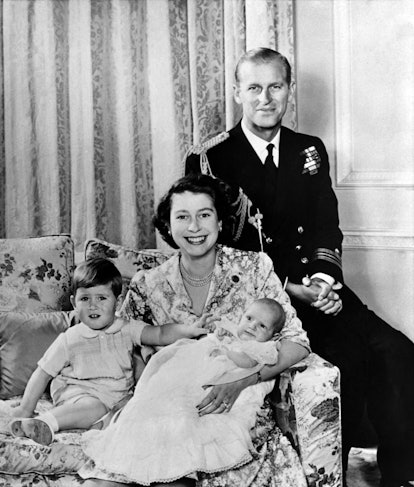 Queen Elizabeth II poses with her husband Prince Philip, Duke of Edinburgh and their children Prince...