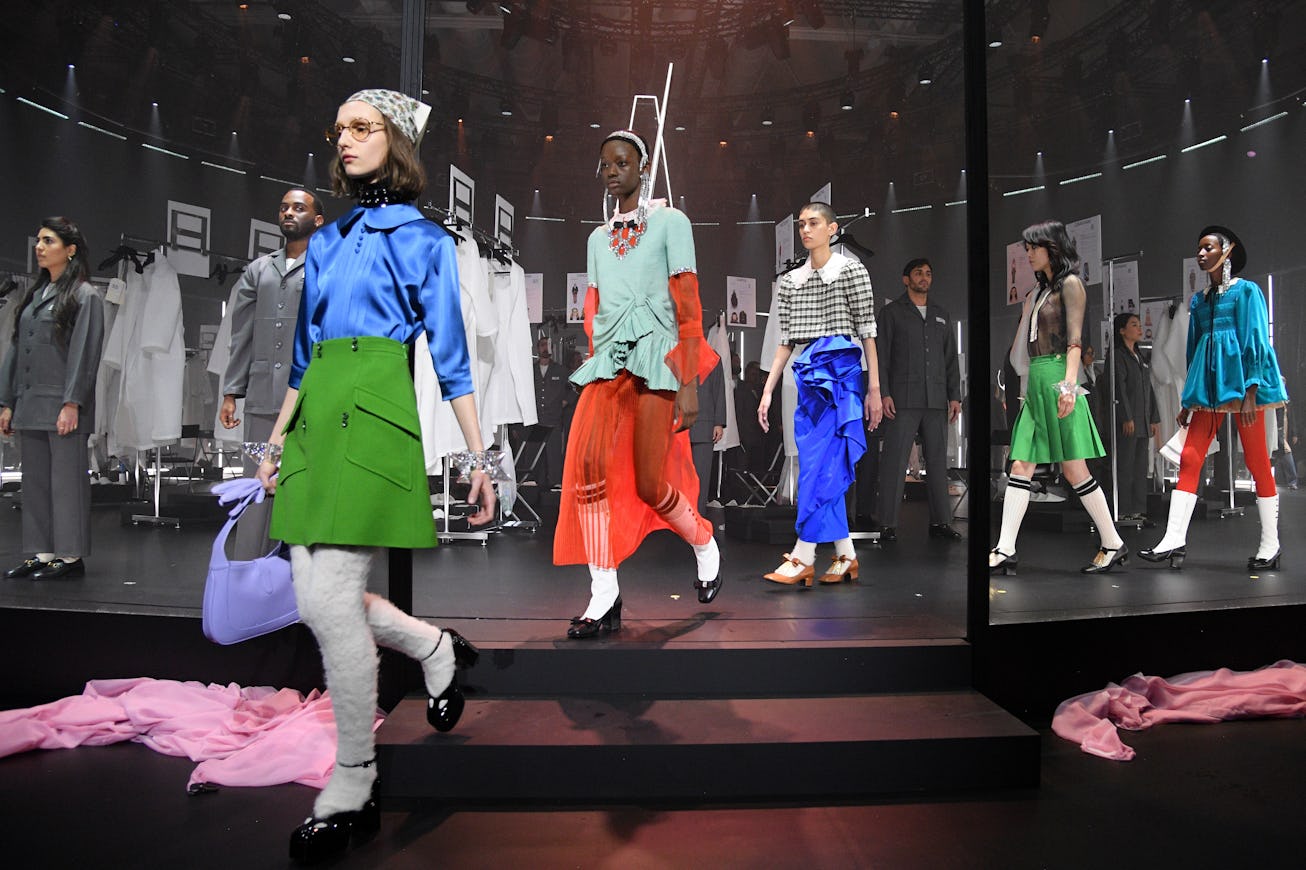 MILAN, ITALY - FEBRUARY 19: Models walk the runway at the Gucci Fall/Winter 2020/21 fashion show dur...