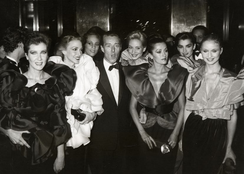 Halston and Halstonettes during Diana Vreeland's Costume Exhibition - December 8, 1980 at Metropolit...