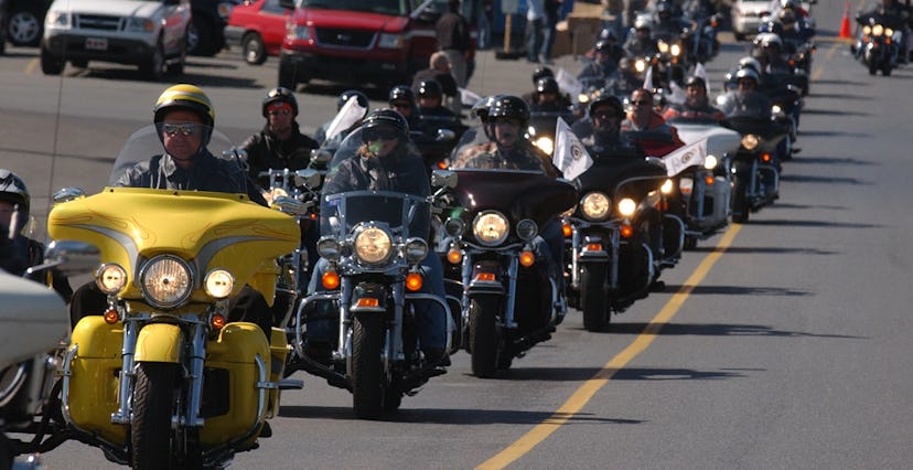 5/7/2006 Photo by Krissy Krummenacker 200601004 Motorcycles leave East Penn Manufacturing in Lyons a...