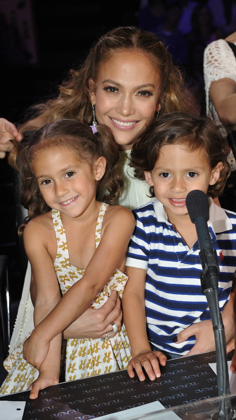 HOLLYWOOD, CA - MAY 10: Judge Jennifer Lopez (C) with daughter Emme (L) and son Max at FOX's America...
