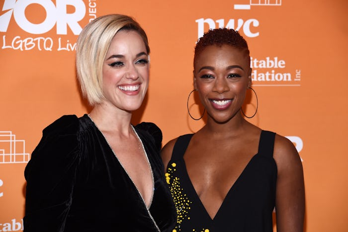 BEVERLY HILLS, CALIFORNIA - NOVEMBER 17: Samira Wiley (R) and Lauren Morelli arrive at the 2019 Trev...