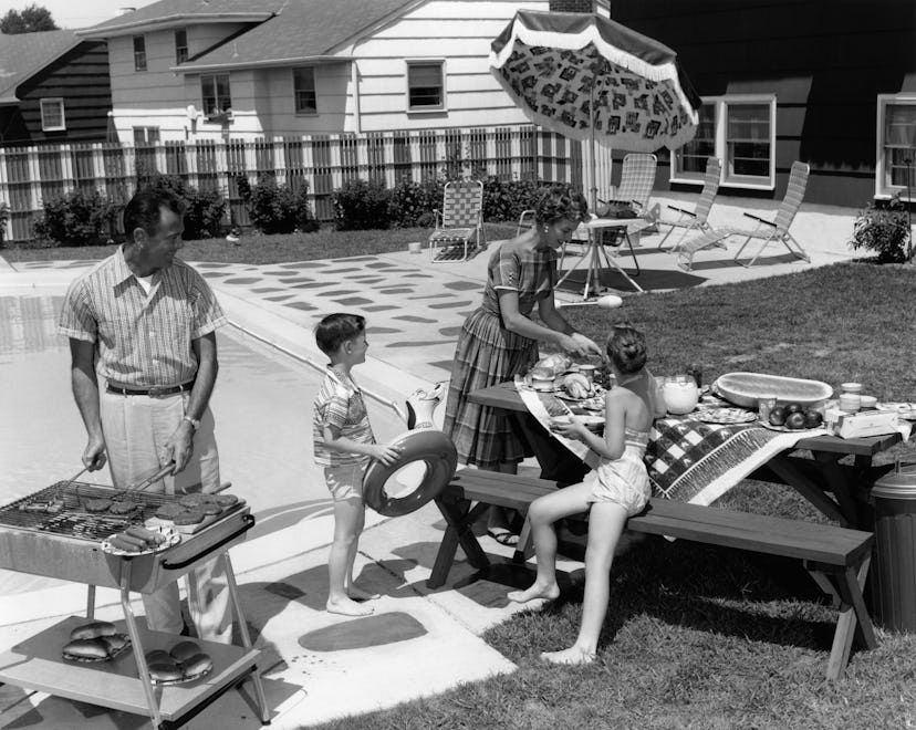 1960s backyard picnic.