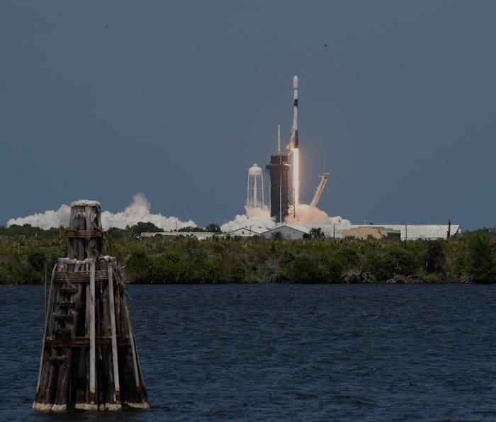 MERRIT ISLAND, FLORIDA, UNITED STATES - 2021/05/04: A SpaceX Falcon 9 rocket lifts off from pad 39A ...