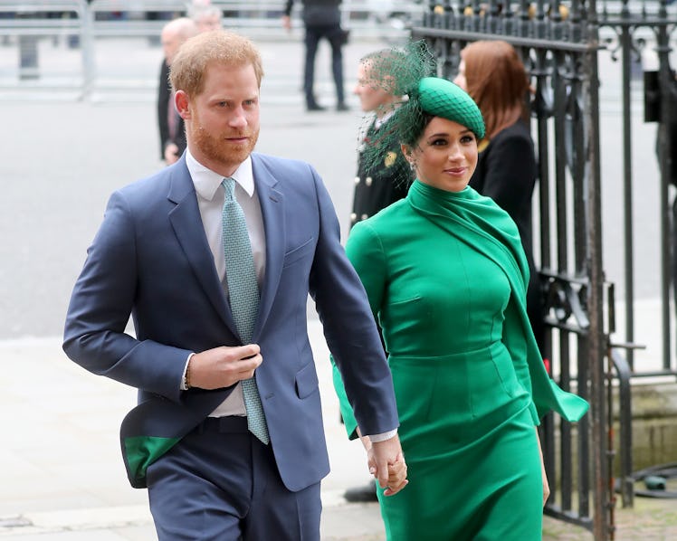 LONDON, ENGLAND - MARCH 09: Prince Harry, Duke of Sussex and Meghan, Duchess of Sussex meets childre...