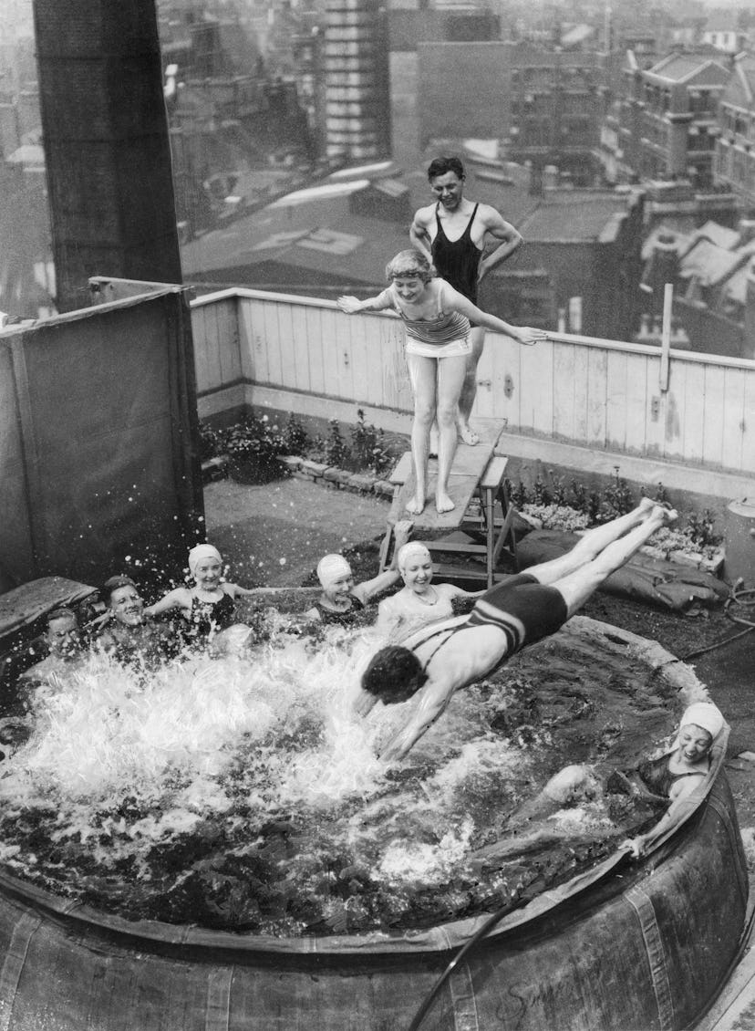A rooftop pool in July 1935.