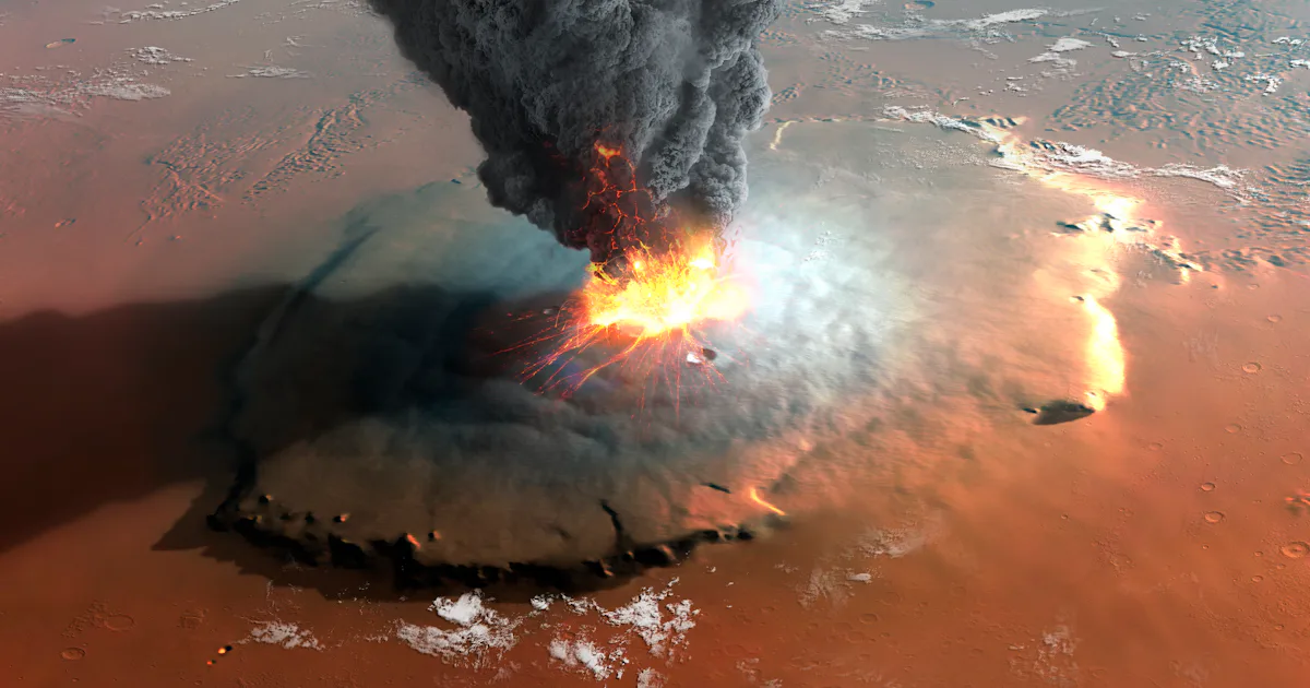 Extinct Volcano Mars A volcanic eruption on Mars could help us find life on the planet