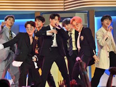 LAS VEGAS, NV - MAY 01:  BTS performs onstage during the 2019 Billboard Music Awards at MGM Grand Ga...