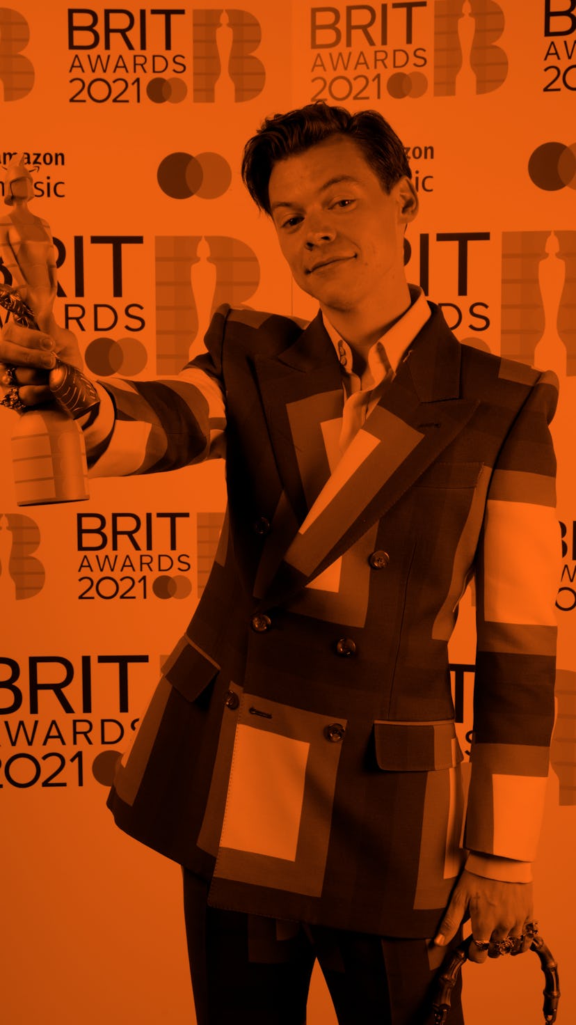 LONDON, ENGLAND - MAY 11: Harry Styles wins the Mastercard British Single award for Watermelon Sugar...