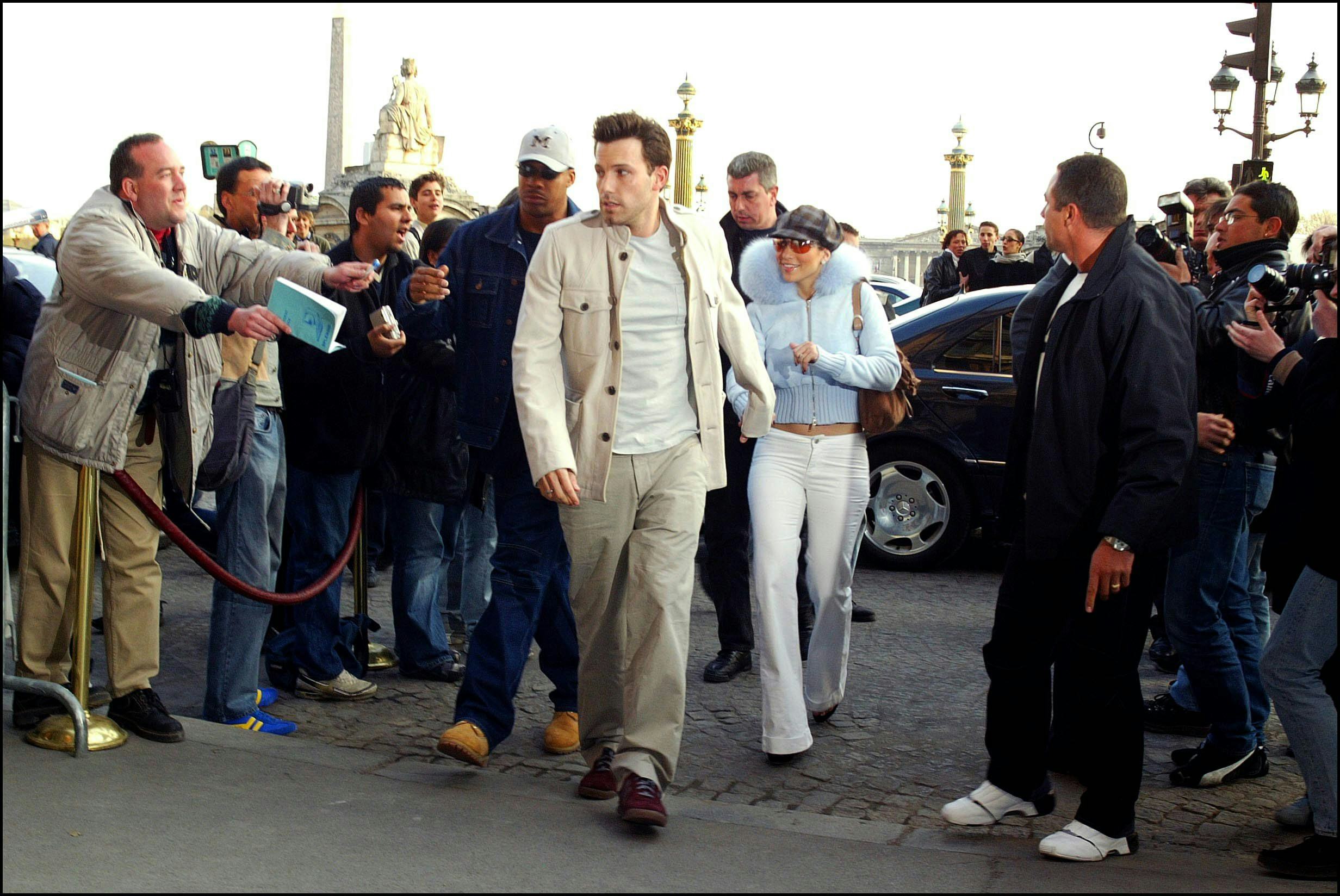 FRANCE - APRIL 09:  Jennifer Lopez and Ben Affleck in Paris, France on April 09, 2003.  (Photo by Po...