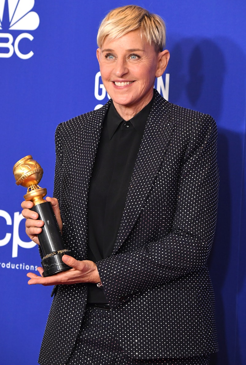 BEVERLY HILLS, CALIFORNIA - JANUARY 05:  Ellen Degeneres poses in the press room at the 77th Annual ...