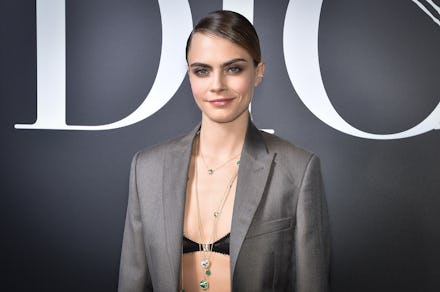PARIS, FRANCE - JANUARY 17: Cara Delevingne attends the Dior Homme Menswear Fall/Winter 2020-2021 sh...