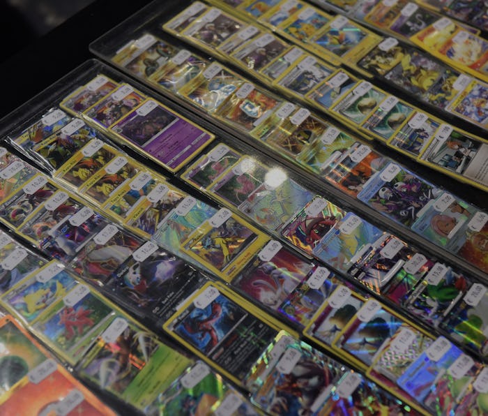 LONDON, ENGLAND - NOVEMBER 17:  Pokemon cards on sale at the Pokemon European International Champion...