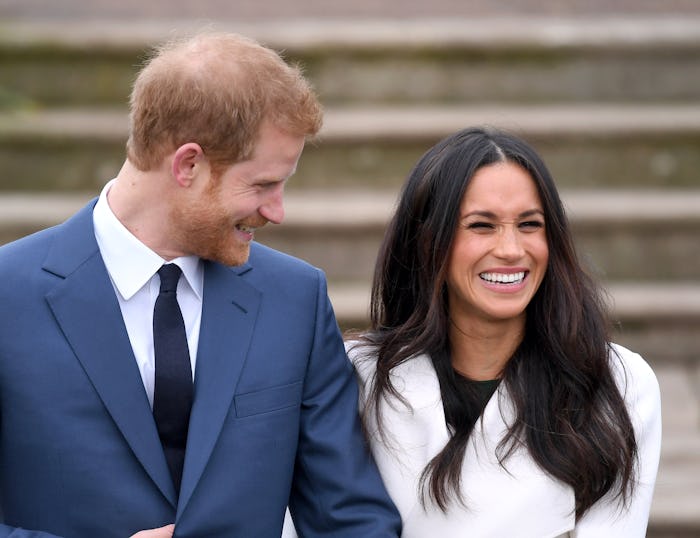 LONDON, ENGLAND - NOVEMBER 27:  Prince Harry and Meghan Markle attend an official photocall to annou...