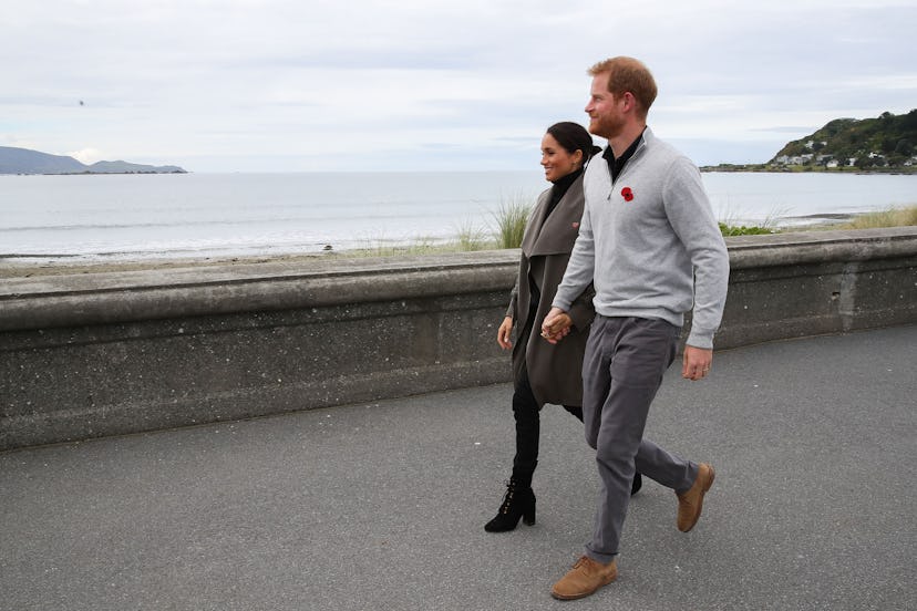 WELLINGTON, NEW ZEALAND - OCTOBER 29:  Prince Harry, Duke of Sussex and Meghan, Duchess of Sussex wa...