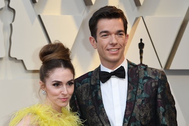 US comedian John Mulaney (R) and his wife Annamarie Tendler arrive for the 91st Annual Academy Award...