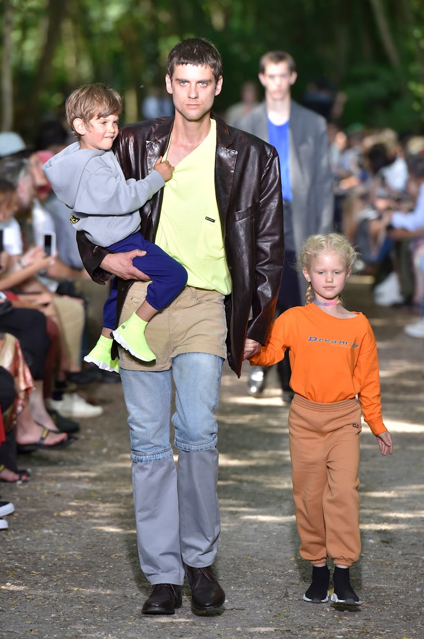 PARIS, - - JUNE 21:  A model walks the runway at the Balenciaga Spring Summer 2018 fashion show duri...