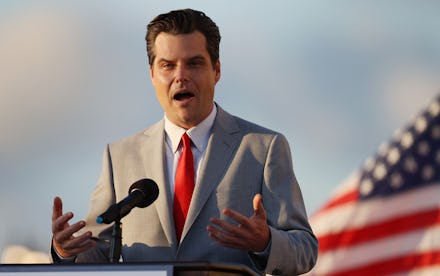 DORAL, FLORIDA - APRIL 09: Rep. Matt Gaetz (R-Fl) speaks during the "Save America Summit" at the Tru...