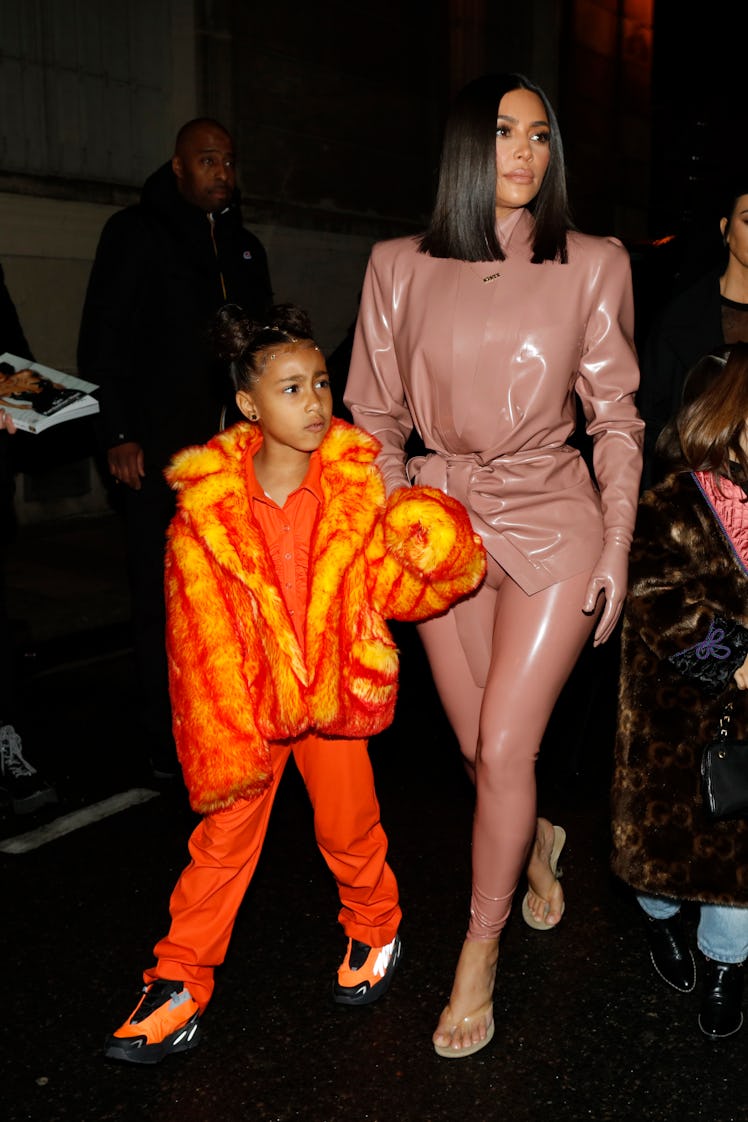 Kim Kardashian and daughter North West arrive at the Ferdi restaurant on March 01, 2020 in Paris, Fr...