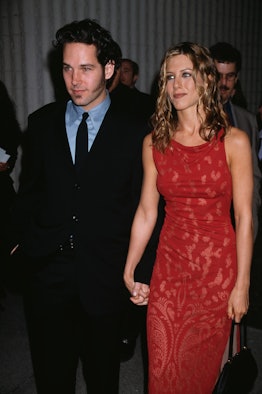 American actress Jennifer Aniston and American actor, screenwriter and producer Paul Rudd attend the...