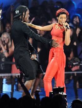 A$AP Rocky and Rihanna perform at the 2012 MTV Video Music Awards in 2012.