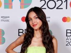 LONDON, ENGLAND - MAY 11:  Olivia Rodrigo poses in the media room during The BRIT Awards 2021 at The...