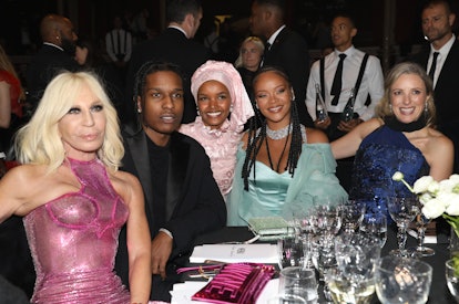 Donatella Versace, A$AP Rocky, Halima Aden, Rihanna, and Stephanie Phair attend the VIP dinner at Th...