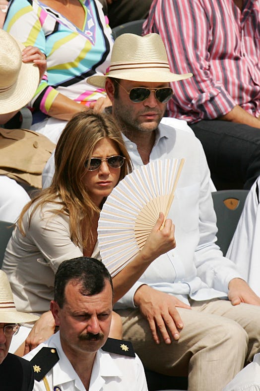 Jennifer Aniston with her boyfriend Vince Vaughn. (Photo by Stephane Cardinale/Corbis via Getty Imag...
